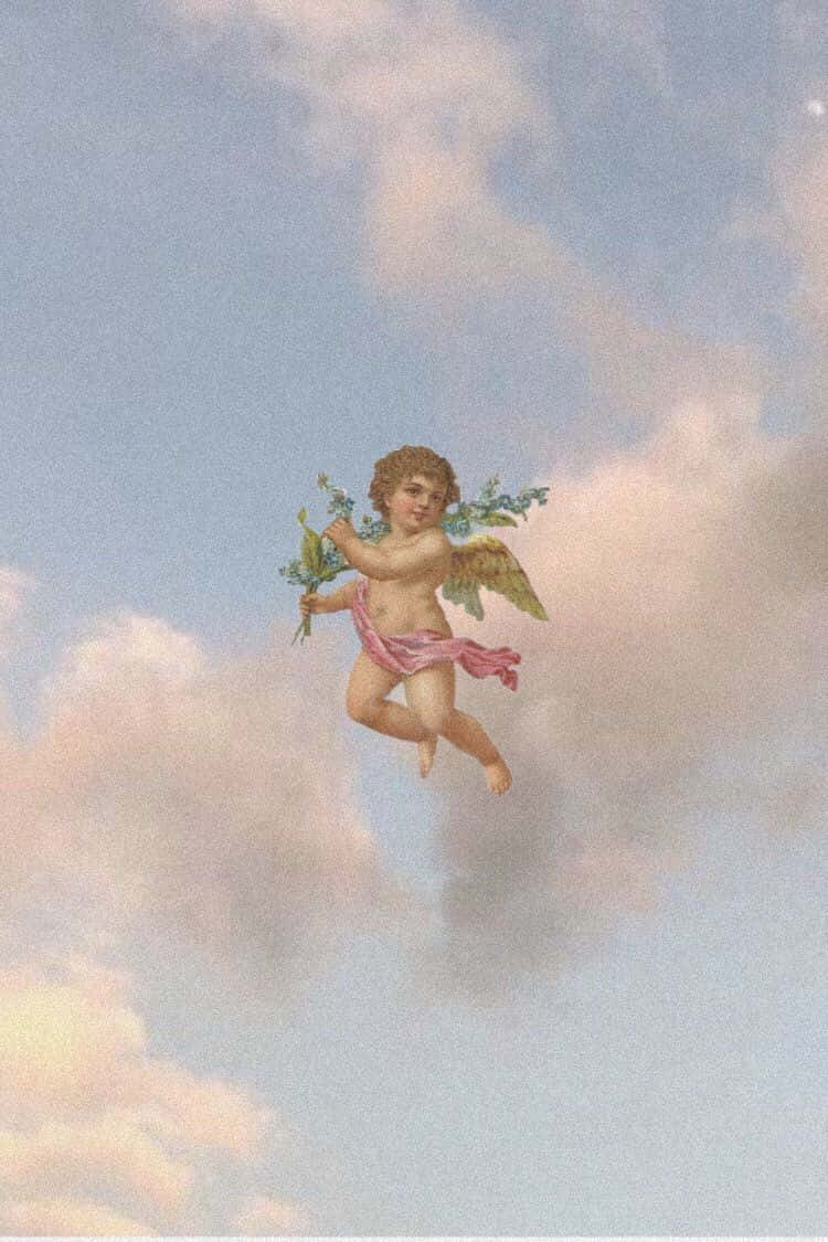 Vintage_ Angelic_ Child_ Among_ Clouds.jpg Wallpaper