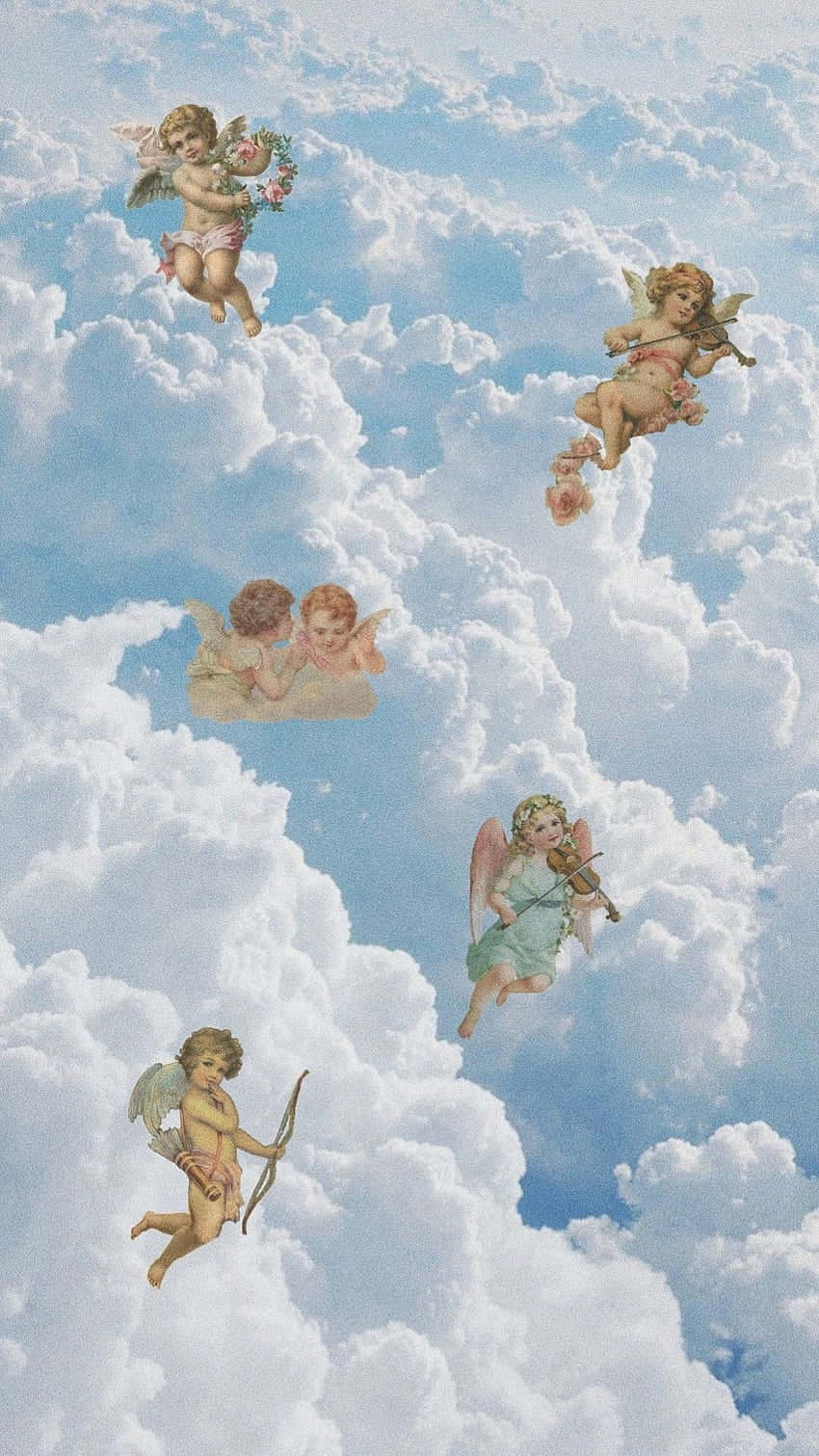 Vintage Angels Clouds Aesthetic.jpg Wallpaper