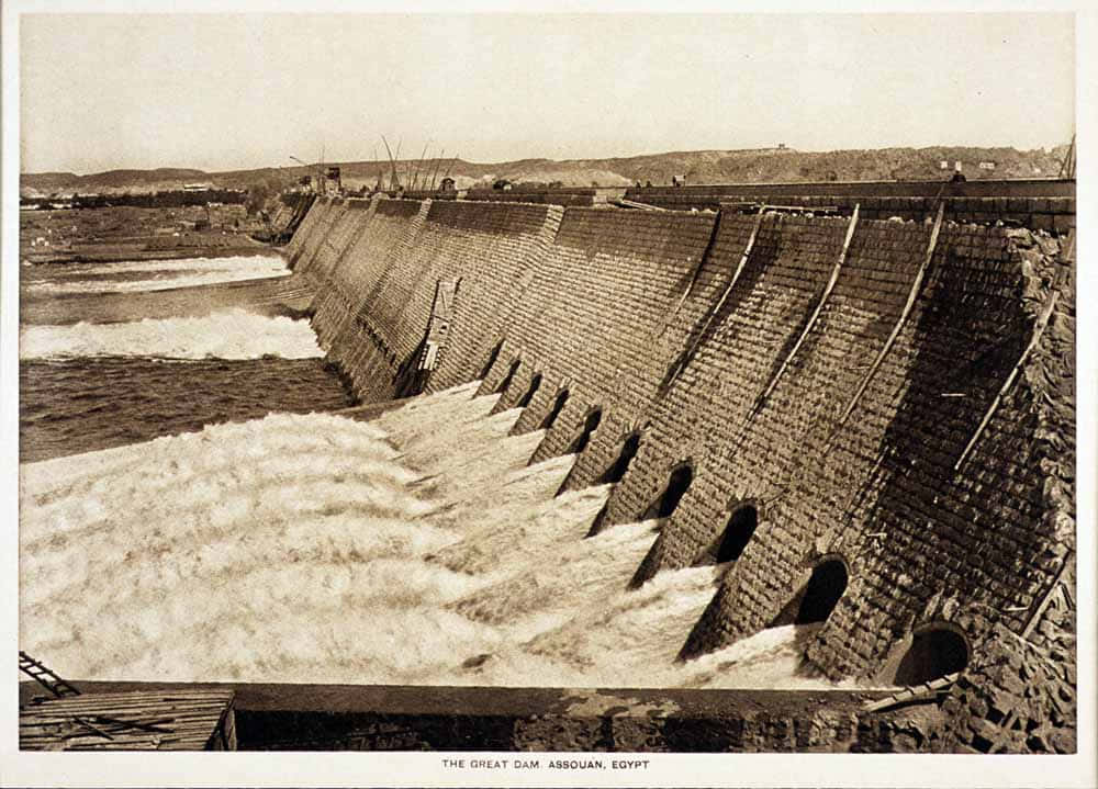 The Spectacular Aswan High Dam in its Vintage Glory Wallpaper