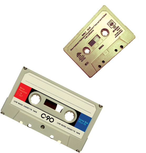 Vintage Audio Cassettes Floating PNG