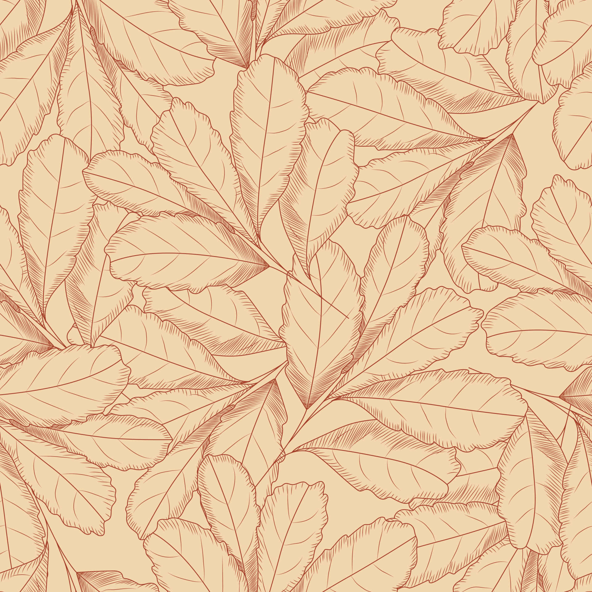 Vintage Autumn Leaves Drawing Wallpaper