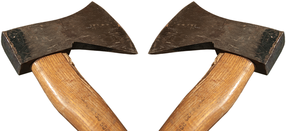 Vintage Axe Heads Wooden Handles PNG
