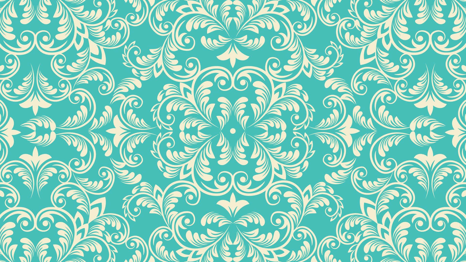 A Teal And White Floral Pattern