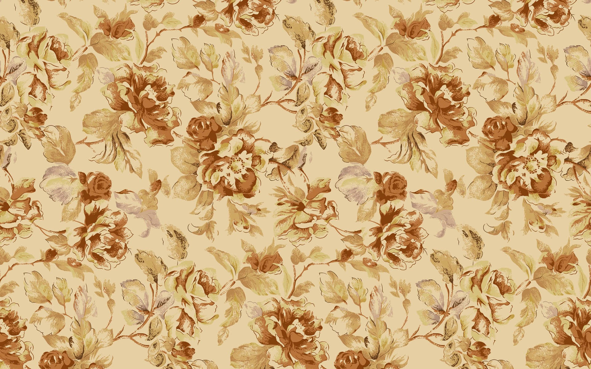 A Floral Pattern In Beige And Brown
