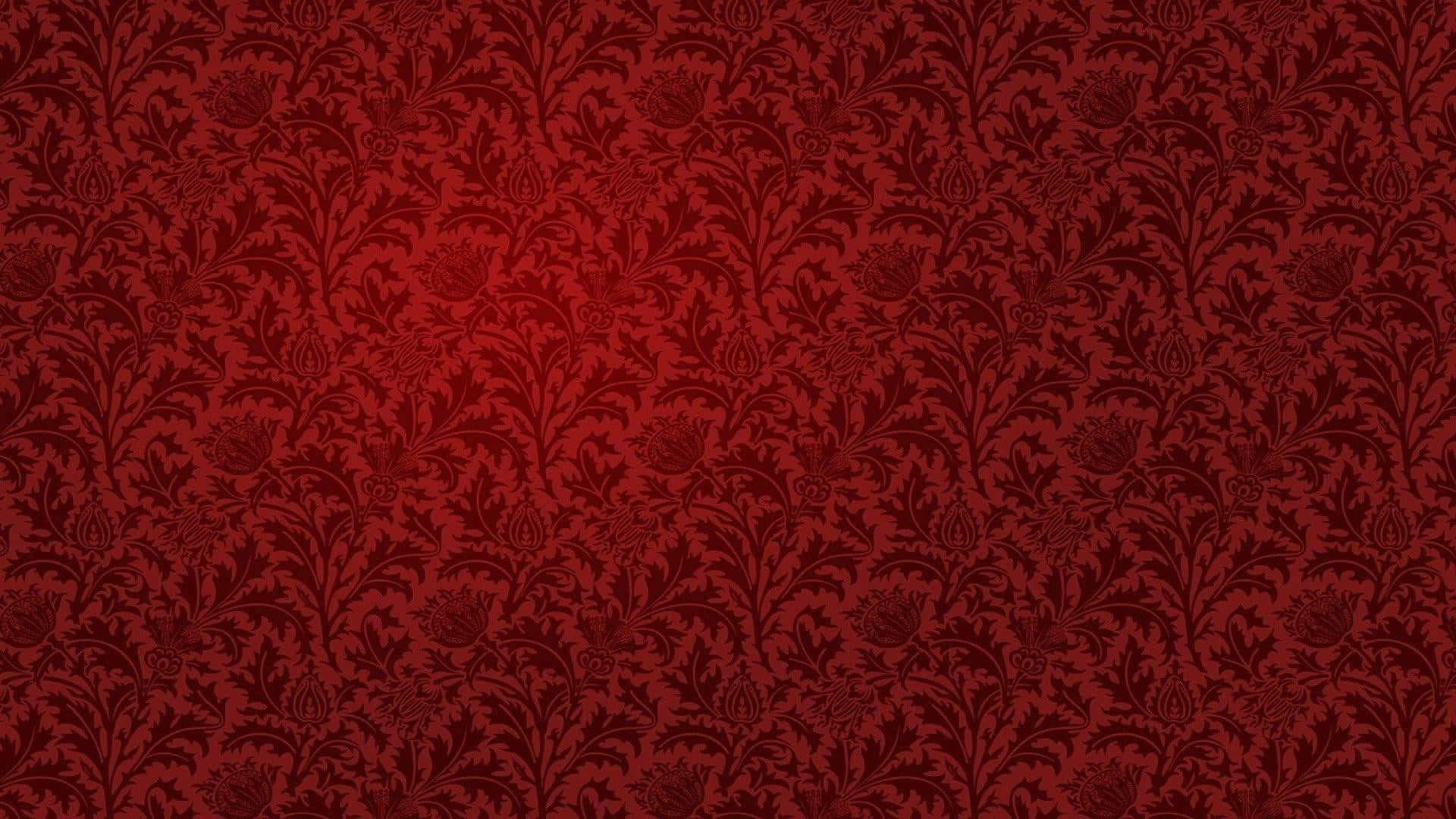 red wallpaper with floral pattern