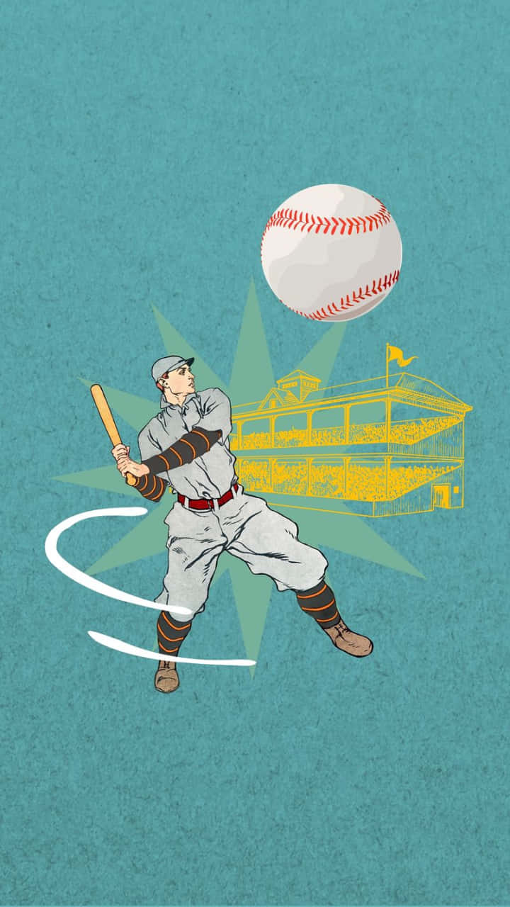Vintage Baseball Player Swinging Bat Wallpaper