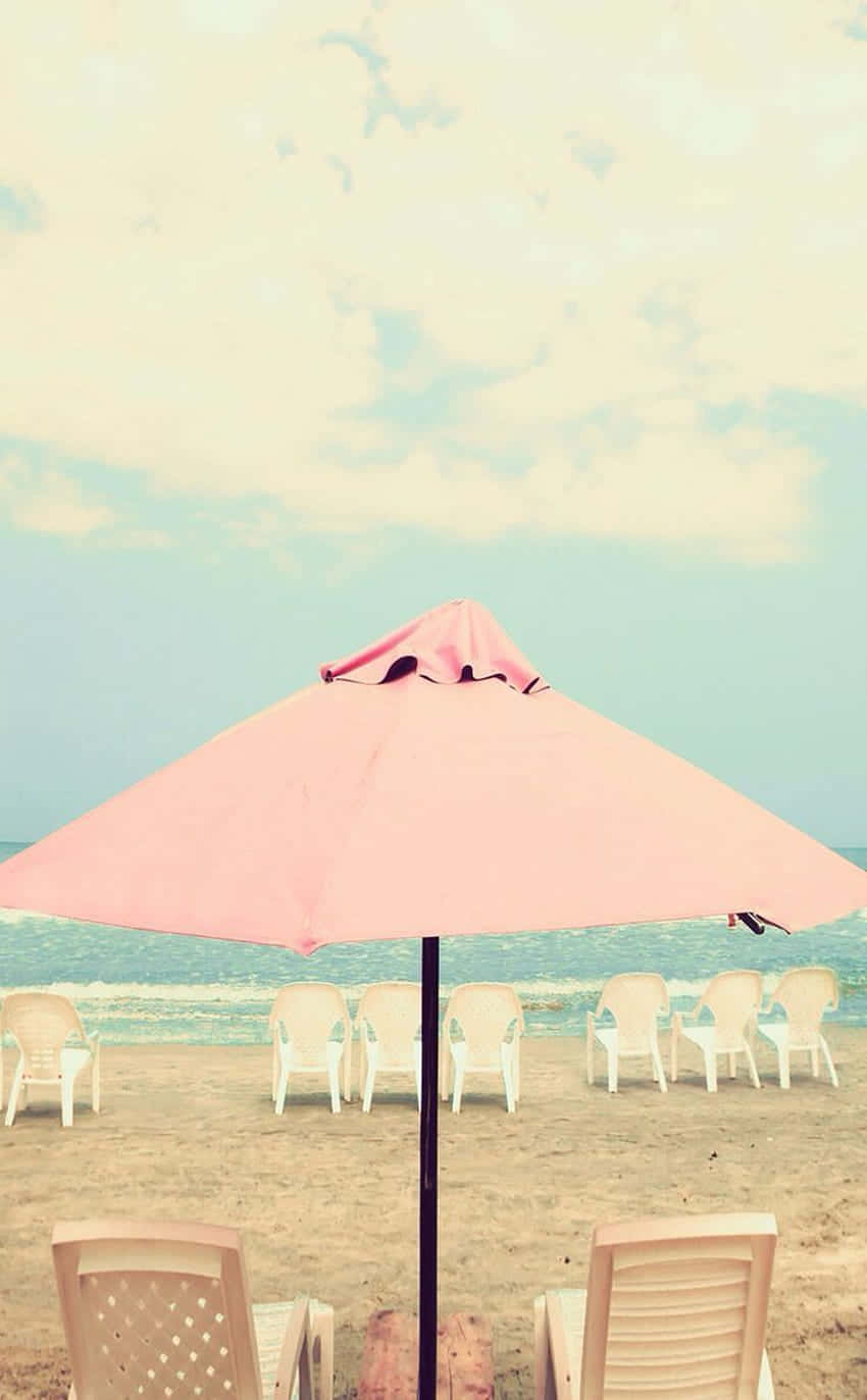Vintage Beach Umbrella Scene Wallpaper