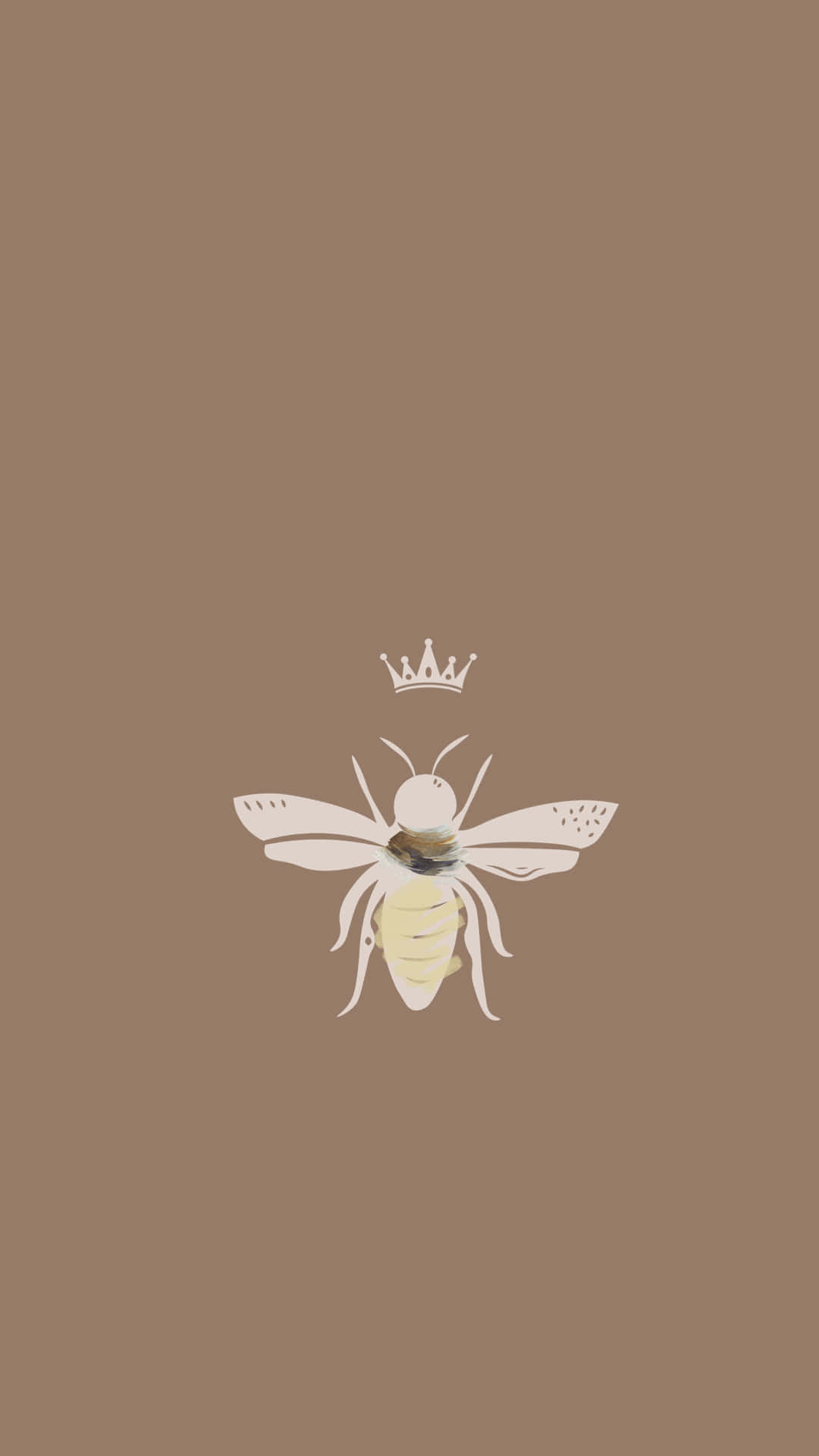 A Bee With A Crown On A Brown Background Wallpaper