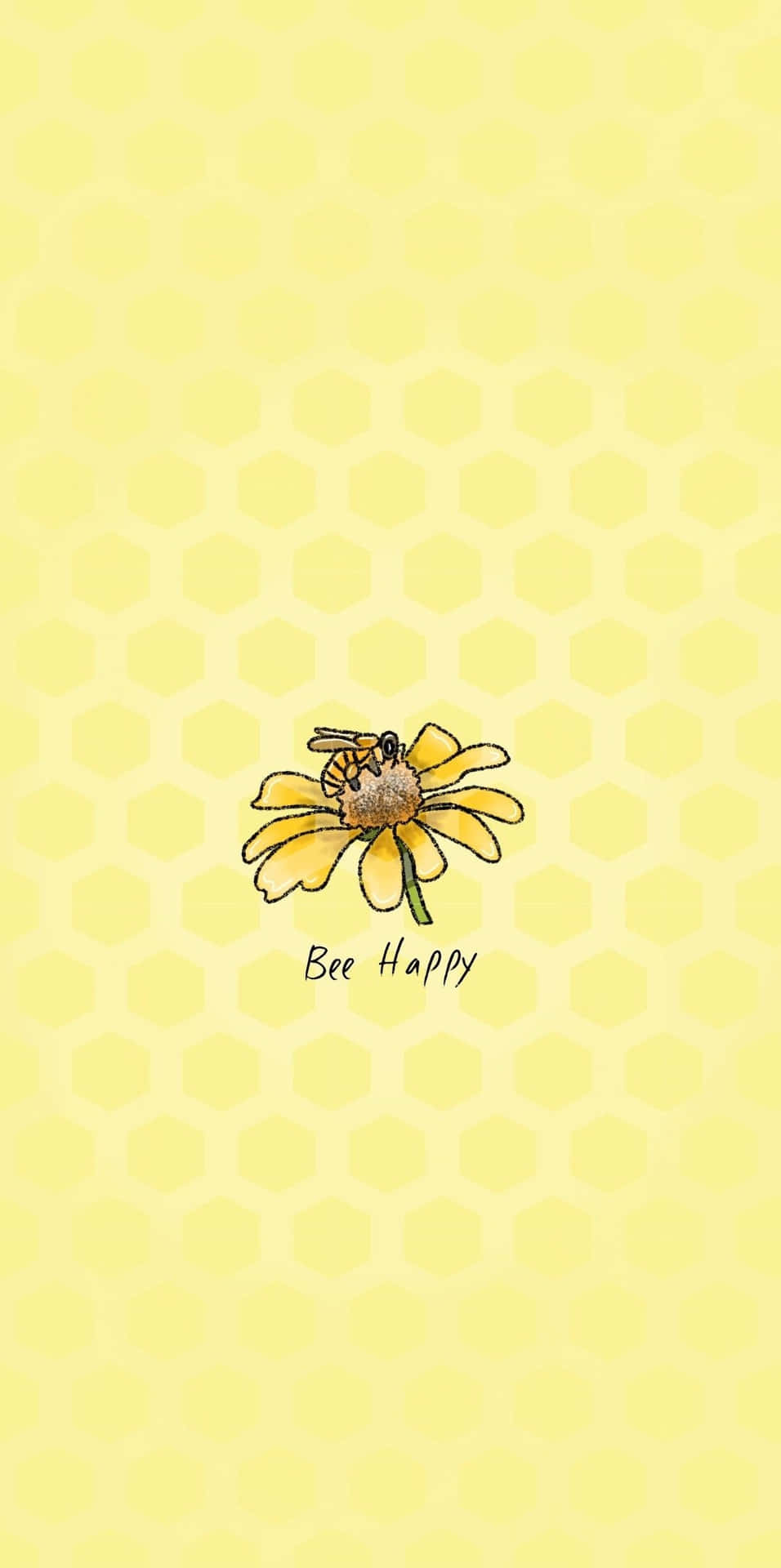 Vintage Bee Happy Yellow Background Wallpaper