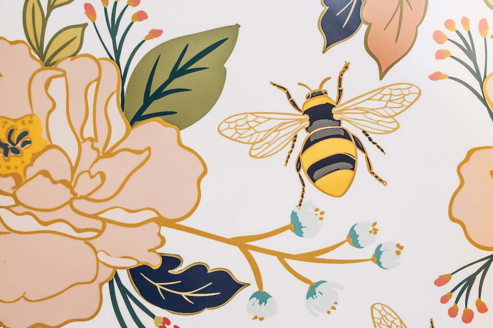 Explore the charm and elegance of vintage bee artwork. Wallpaper