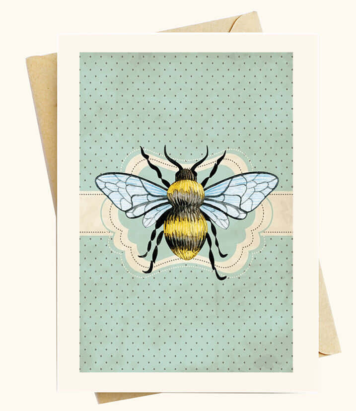 A beautiful vintage bee resting on a bright summer flower Wallpaper