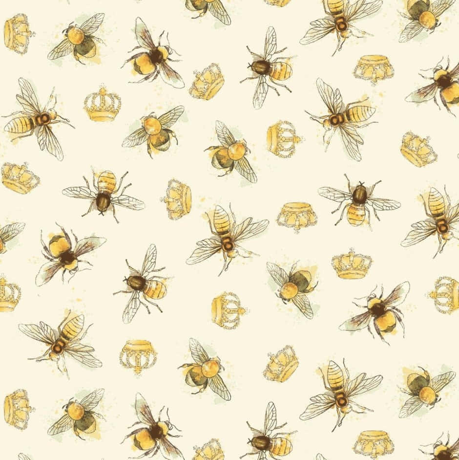Vintage Bee Pattern Aesthetic Wallpaper