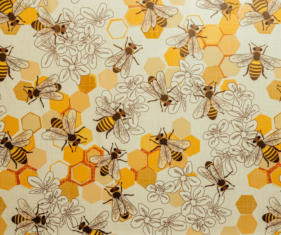 Bees On A Yellow Background Wallpaper