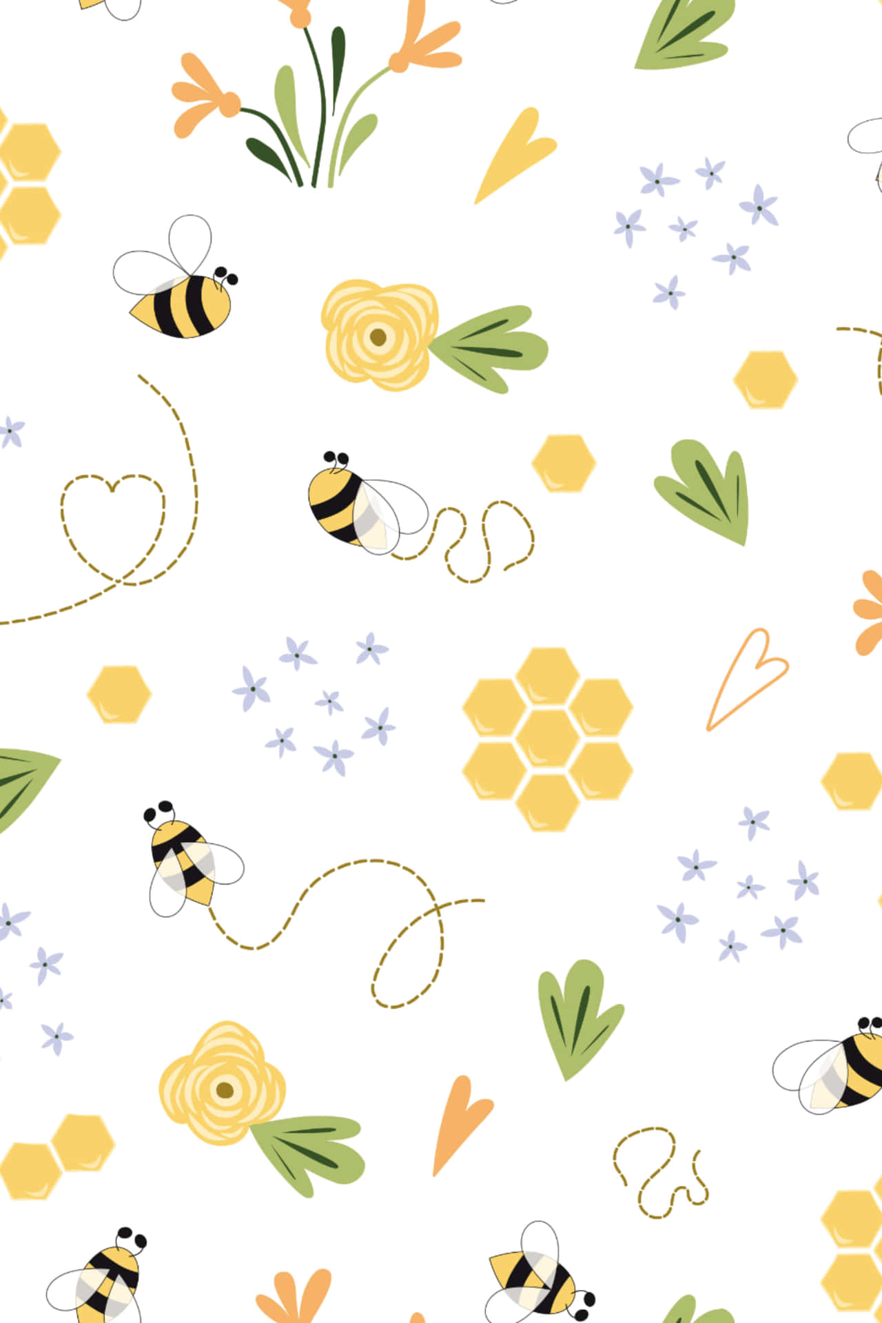 Sweet and delicate vintage bee, perched delicately on a bright yellow flower Wallpaper