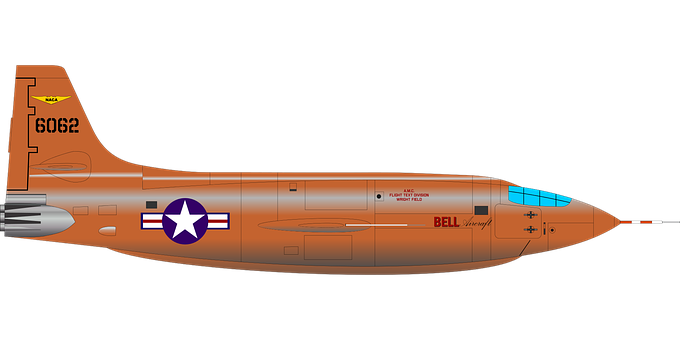 Vintage Bell X1 Aircraft Illustration PNG