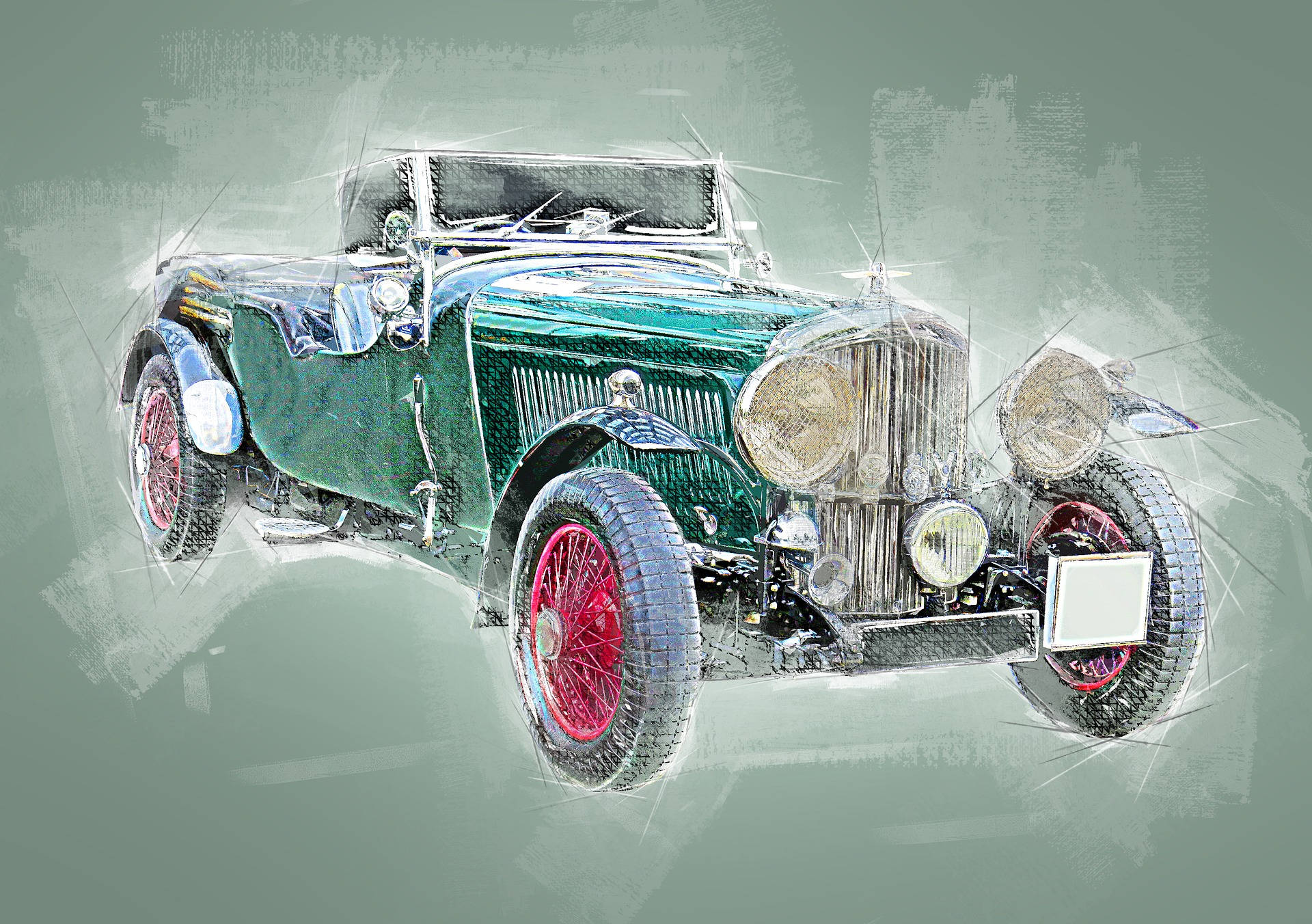 Vintage Bentley Cars Sketch Wallpaper