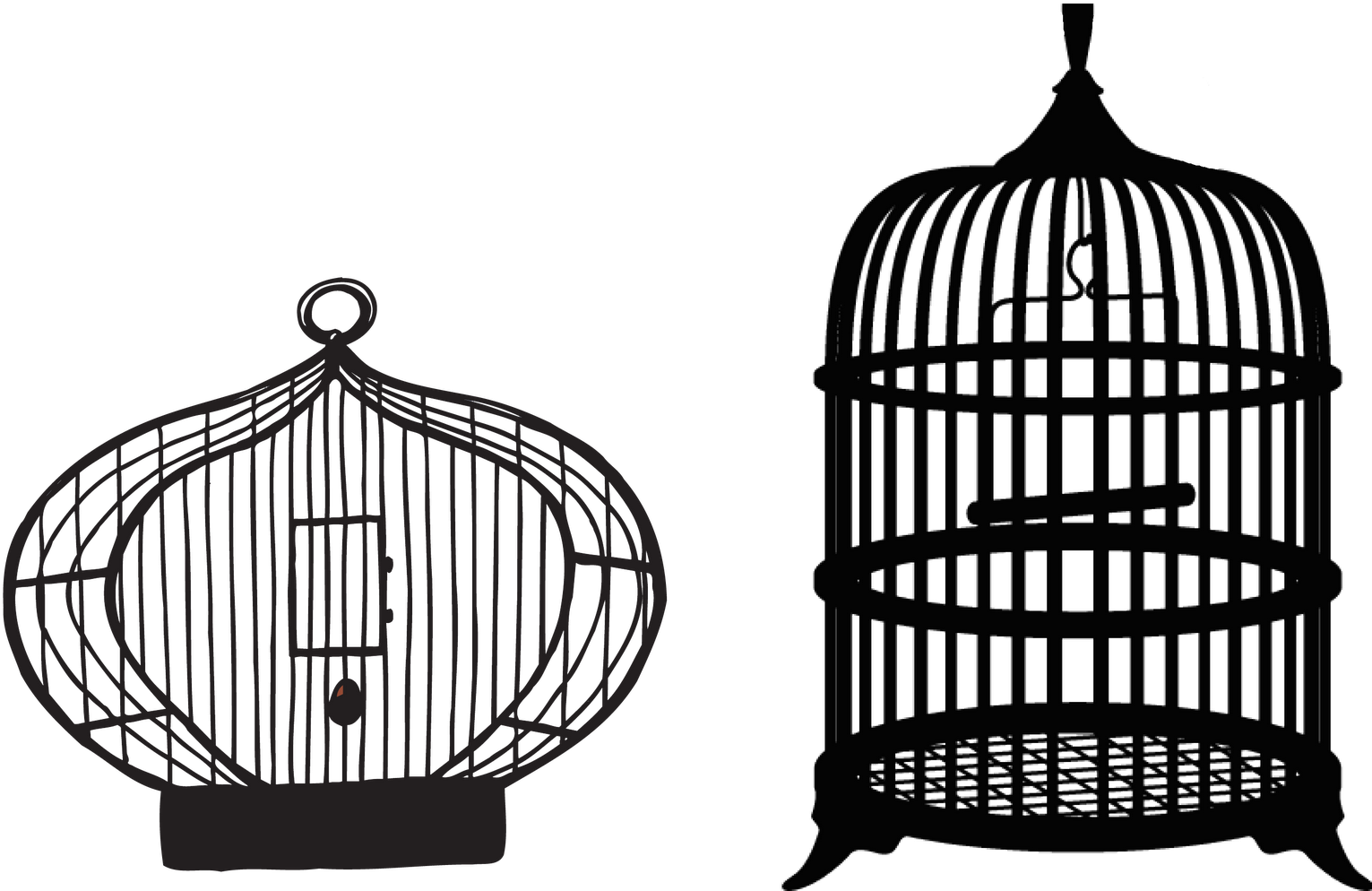 Vintage Bird Cages Illustration PNG