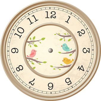 Vintage Bird Illustrated Wall Clock PNG