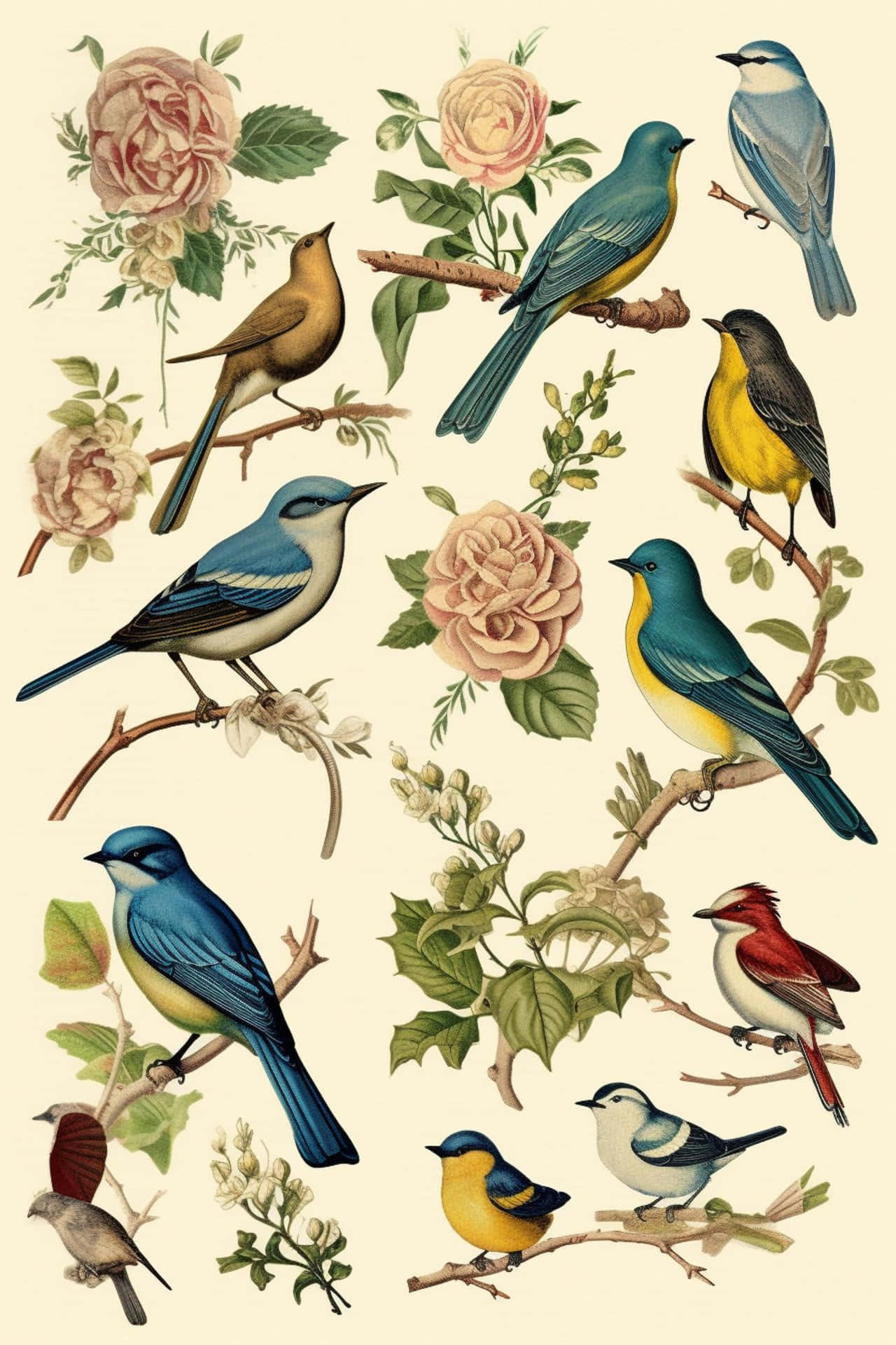 Vintage Bird Illustration Collection Wallpaper