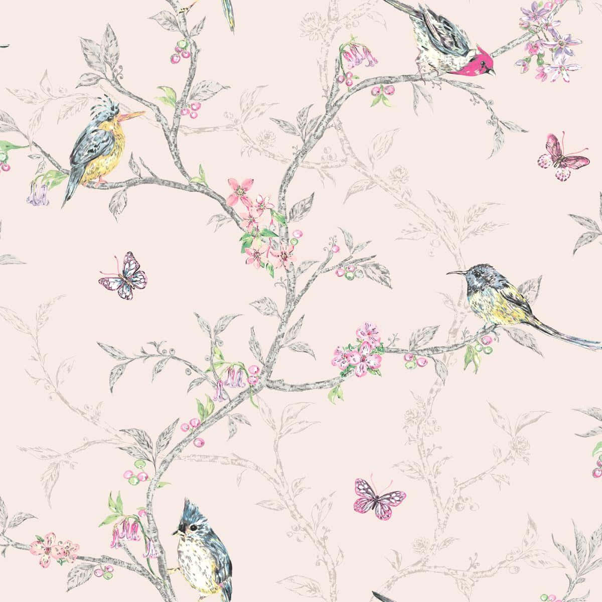 Vintage Bird Pattern Design Wallpaper