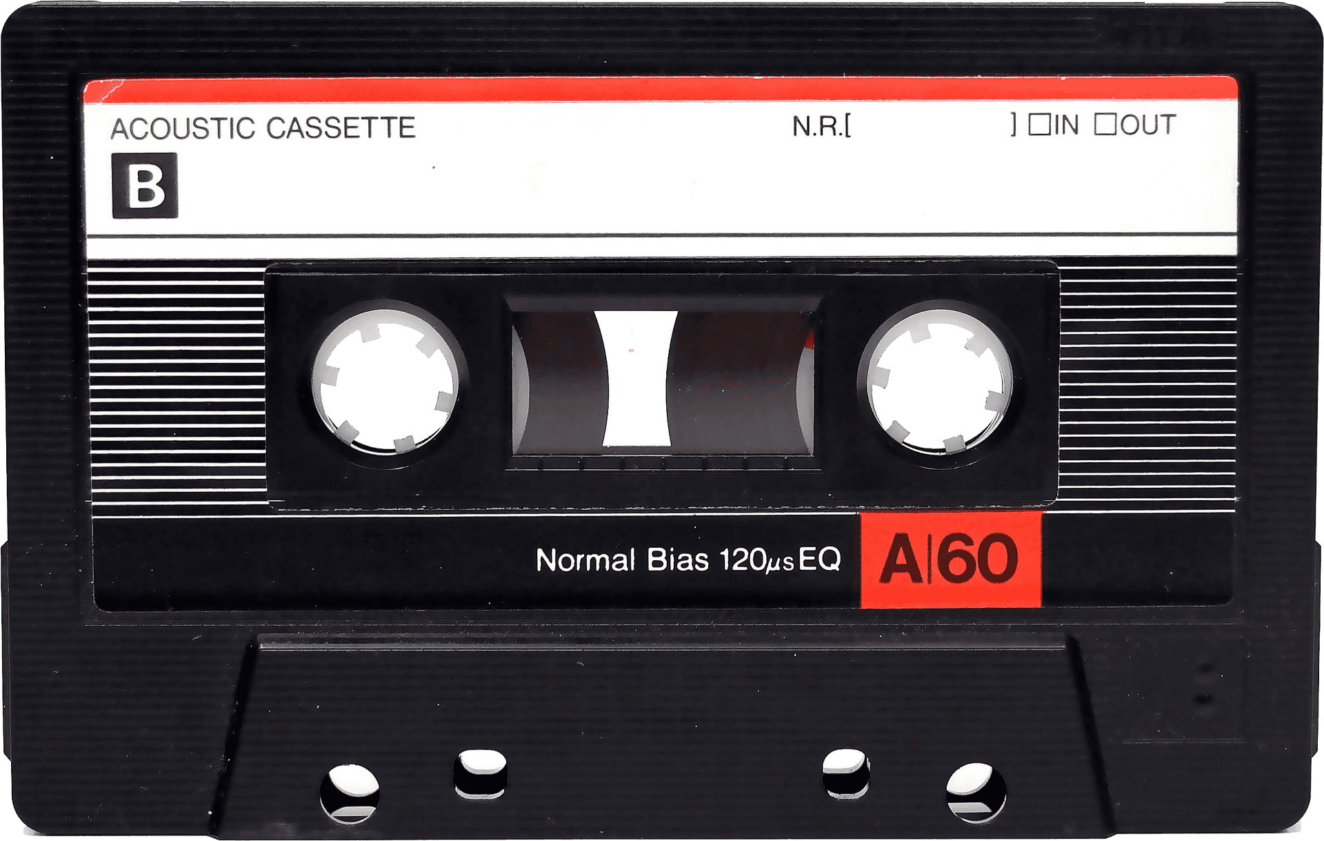 Vintage Black Audio Cassette Tape Side B PNG