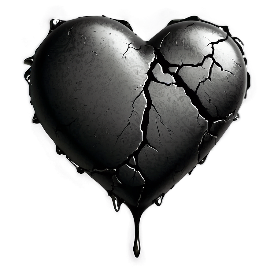 Vintage Black Broken Heart Png Yxx51 PNG