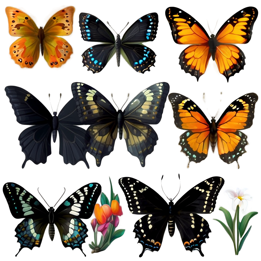 Vintage Black Butterfly Png 60 PNG