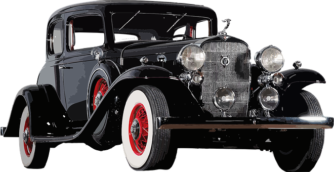 Vintage Black Car Classic Design PNG