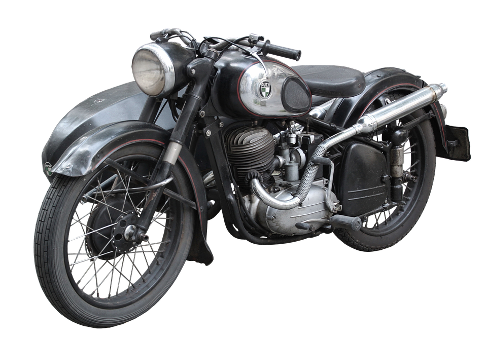 Vintage Black Motorcycle Isolated PNG