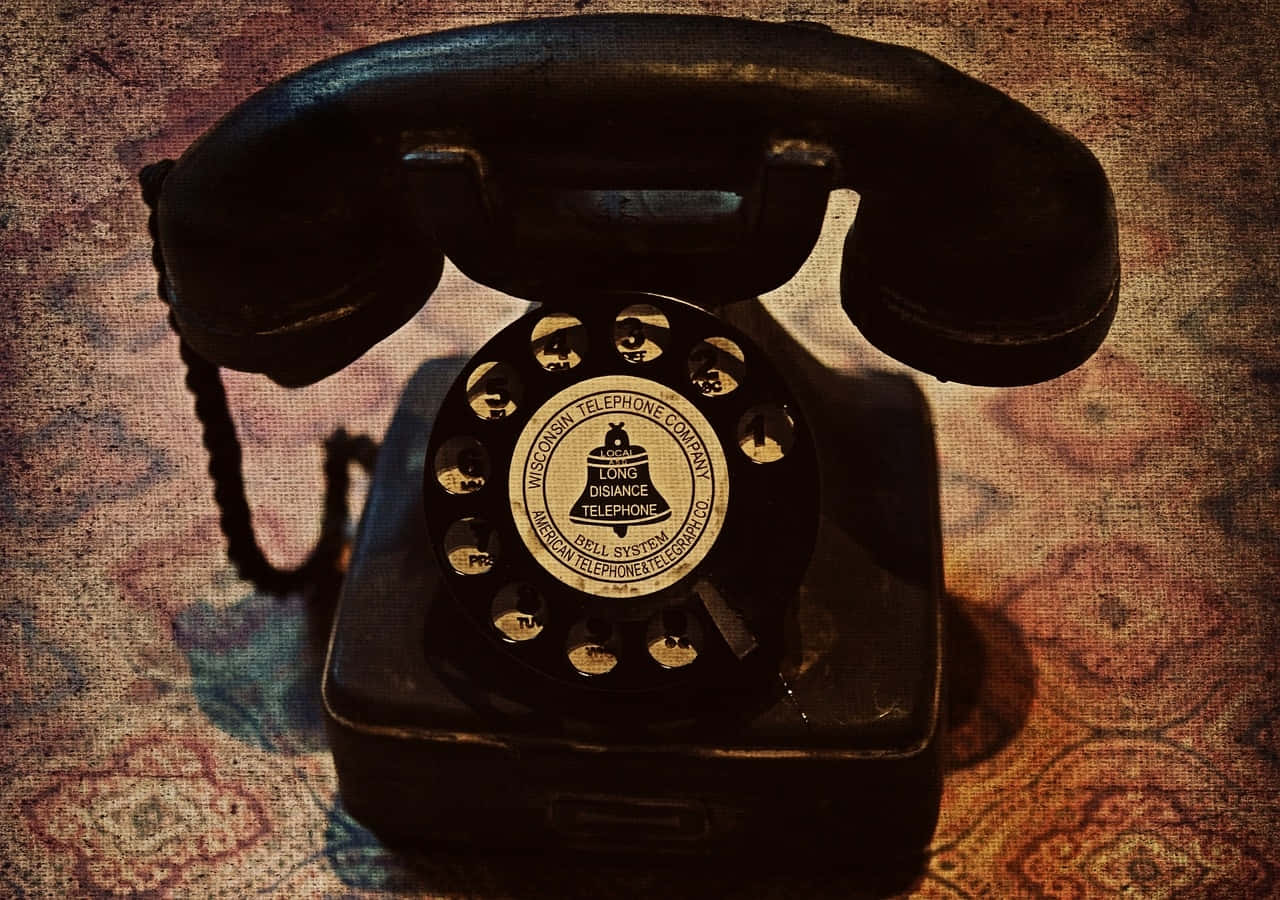 Vintage Black Rotary Telephone Wallpaper