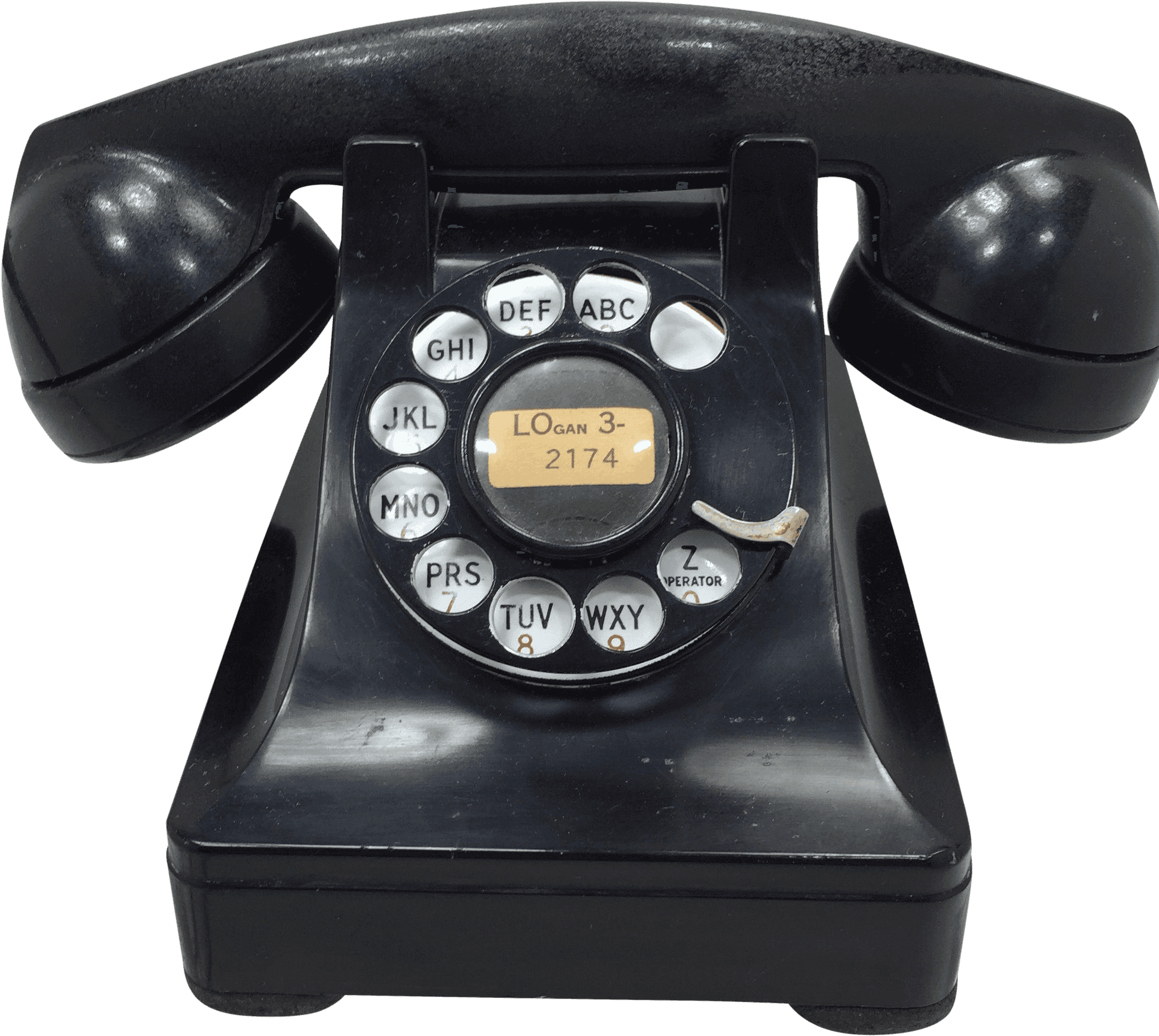 Vintage Black Rotary Telephone PNG