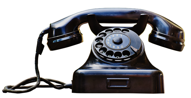 Vintage Black Rotary Telephone PNG