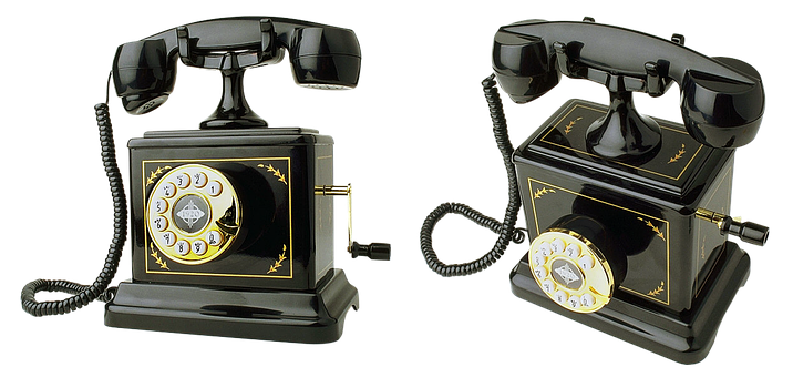 Vintage Black Rotary Telephones PNG