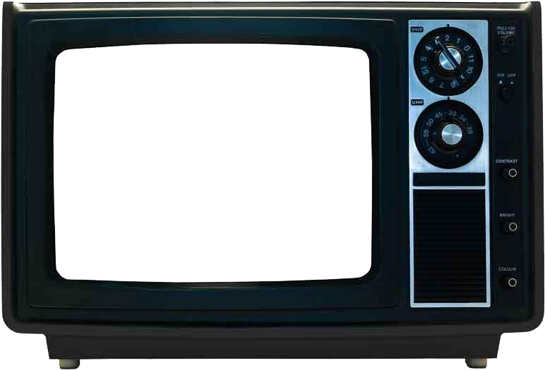 Vintage Blackand White C R T Television PNG