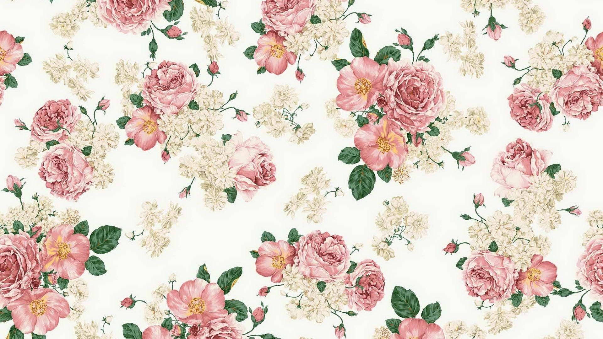 Vintage Blomstermønster Æstetisk Tablet Wallpaper