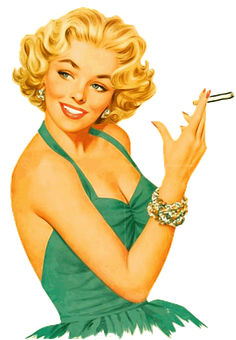 Vintage Blonde Pinup Girl Smoking PNG