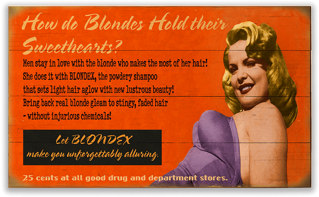 Vintage Blondex Hair Product Ad Pinup PNG