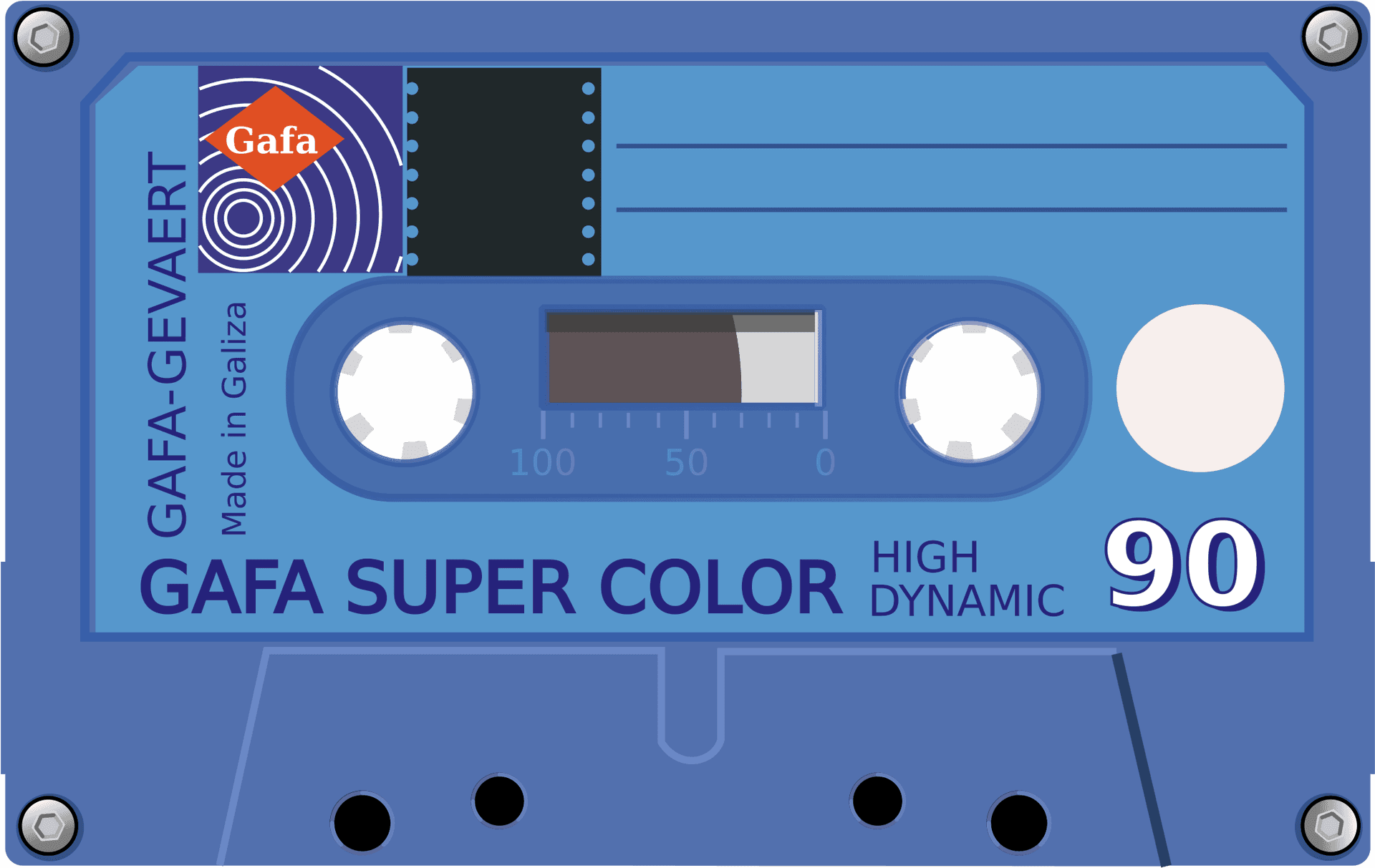Vintage Blue Audio Cassette PNG