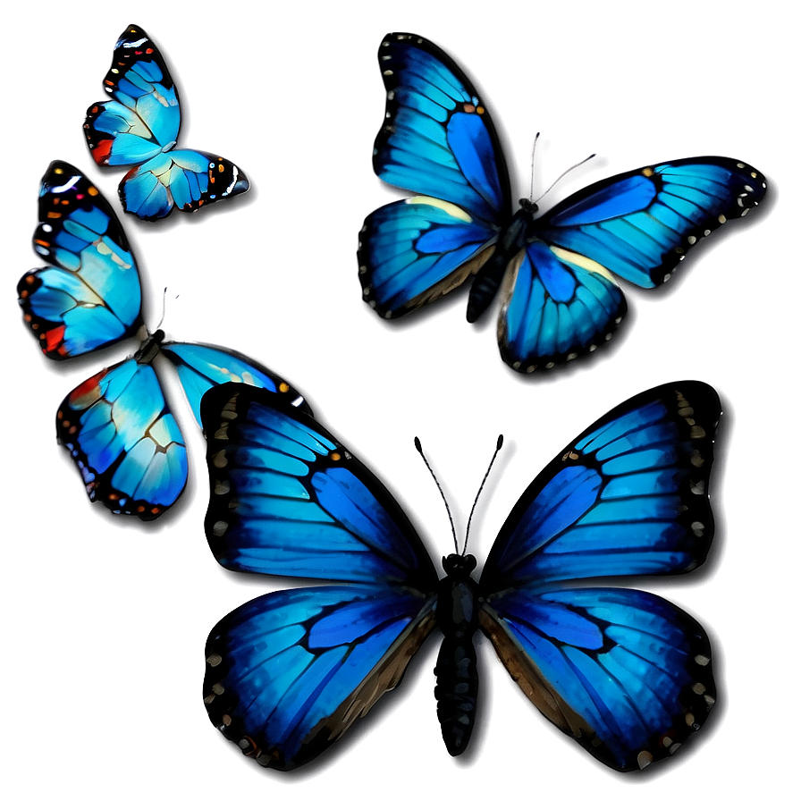 Vintage Blue Butterflies Png Hwj PNG