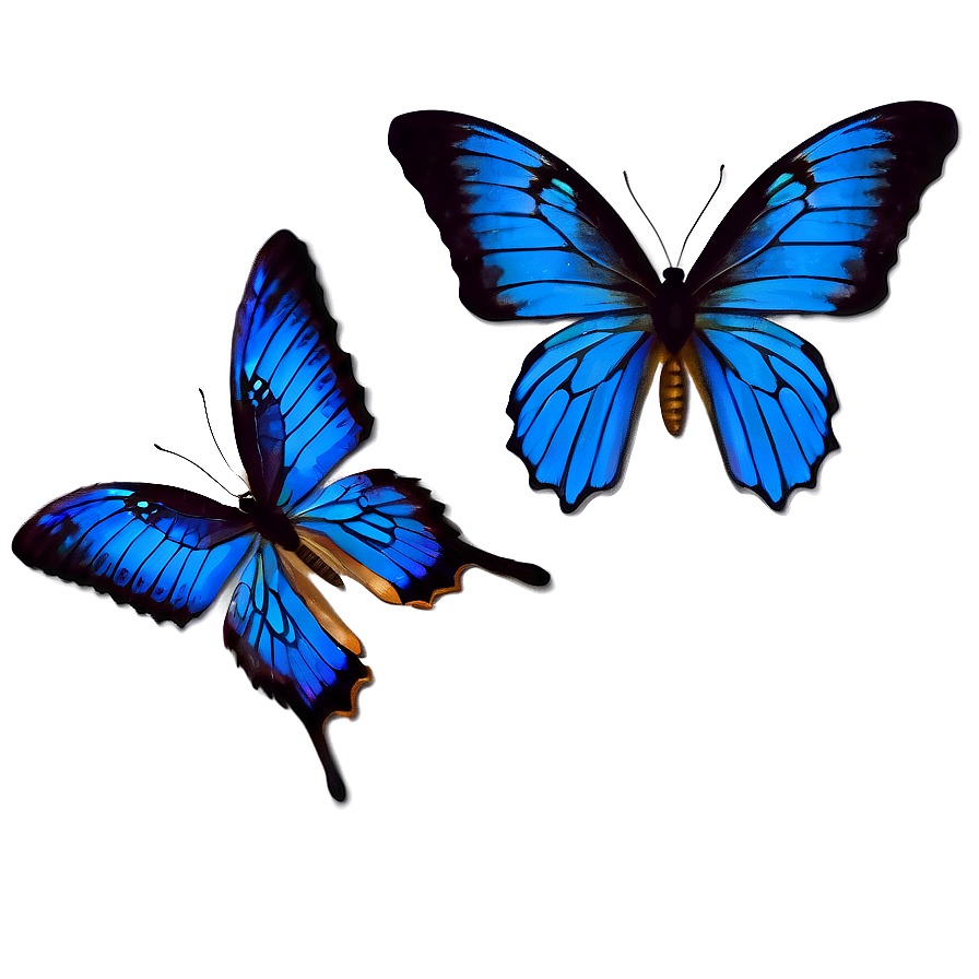 Vintage Blue Butterflies Png Rem PNG