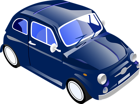 Vintage Blue Car Illustration PNG