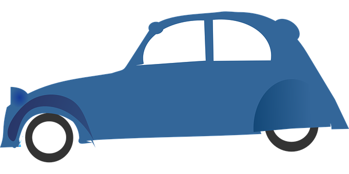 Vintage Blue Car Vector Illustration PNG