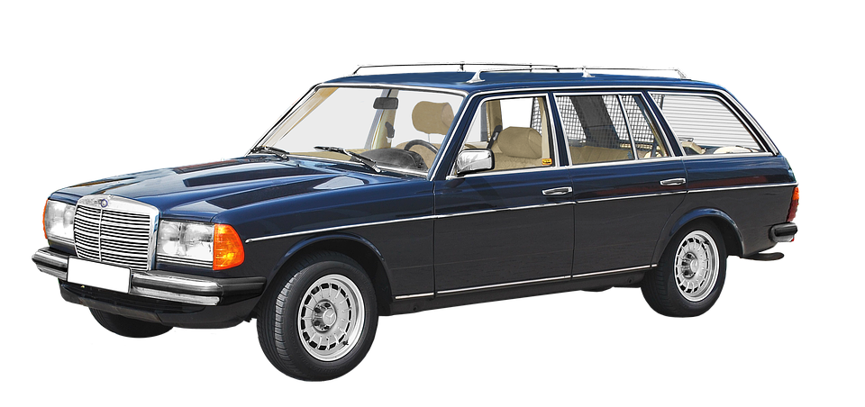 Vintage Blue Mercedes Wagon PNG