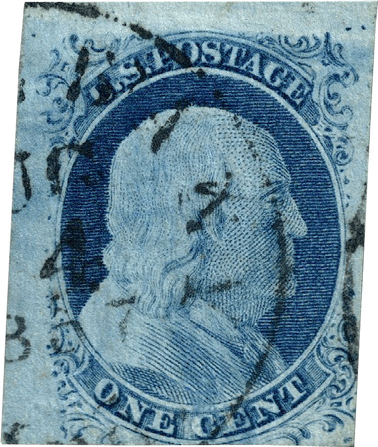 Vintage Blue One Cent Stamp PNG