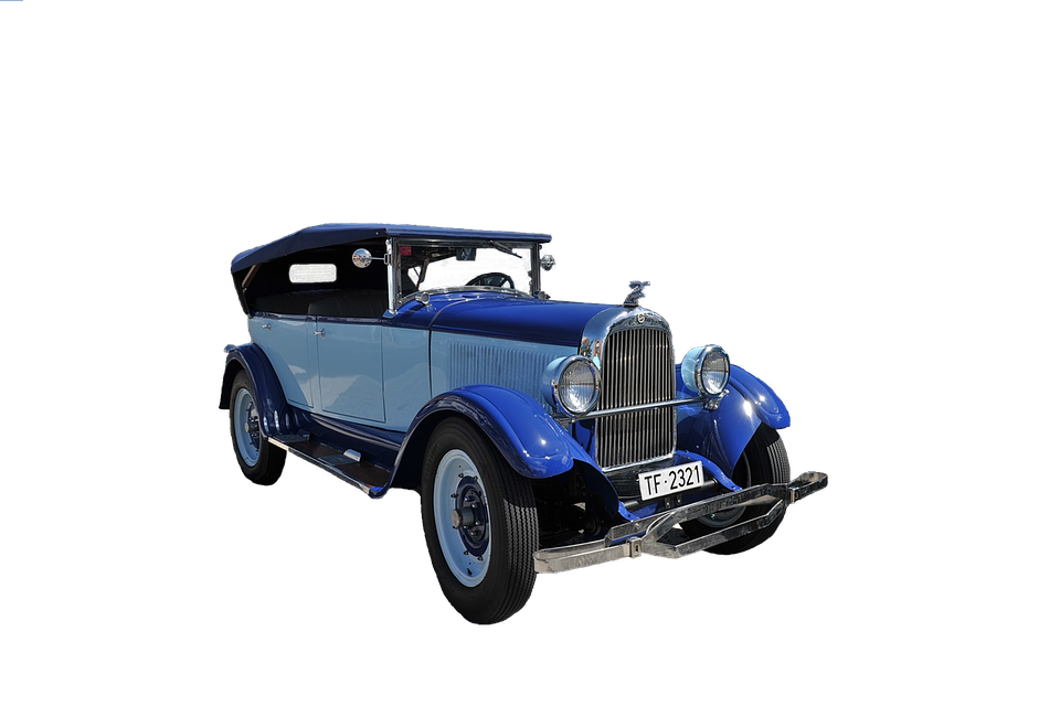 Vintage Blue Rolls Royce Convertible PNG