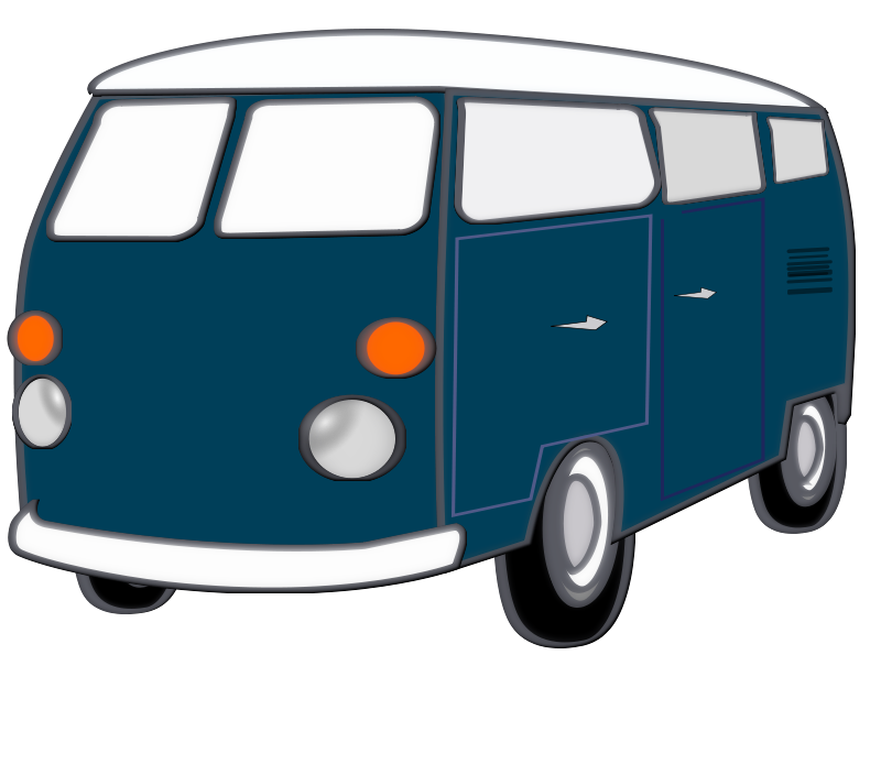 Vintage Blue Van Illustration PNG