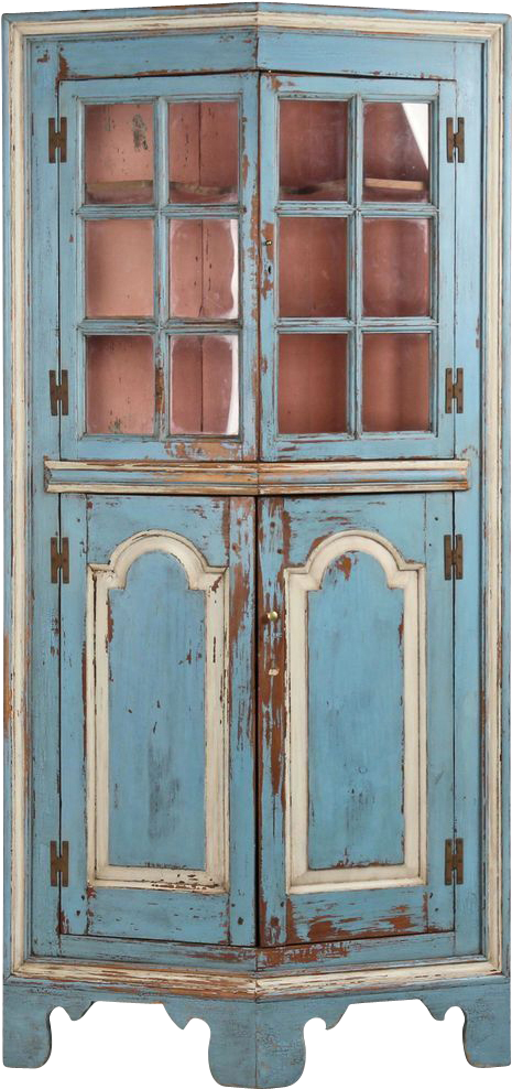 Vintage Blue Wooden Cabinet PNG