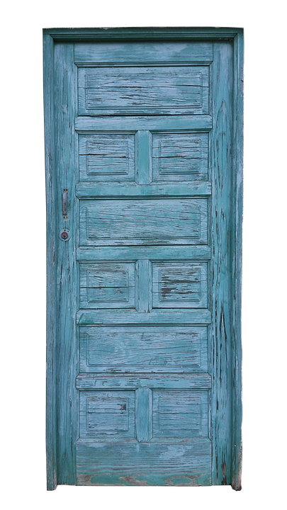 Vintage Blue Wooden Door PNG