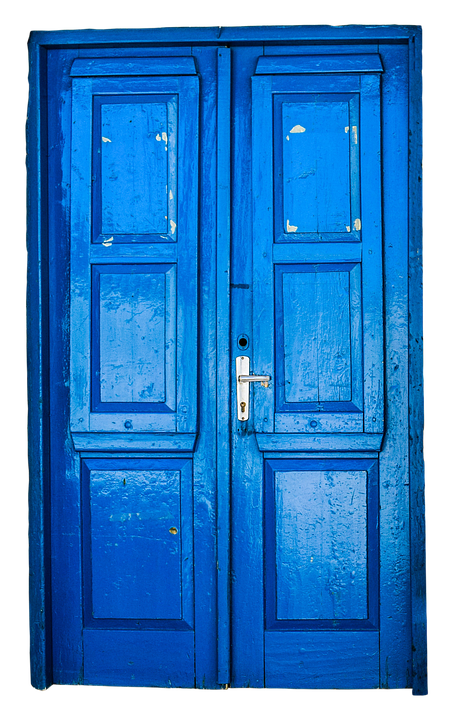 Vintage Blue Wooden Door PNG