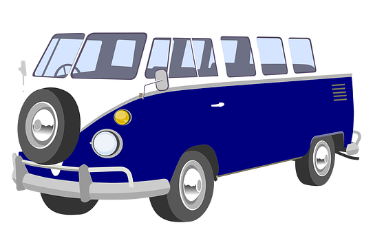 Vintage Blueand White Van Illustration PNG